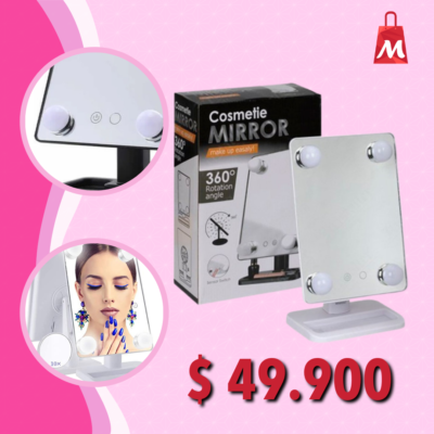 Espejo Con Luz Led Maquillaje Rotacion 360° Touch 4focos